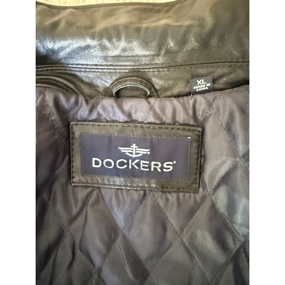 Dockers Men's Y2K Lined Leather Bomber Jacket XL - Picture 6 of 10